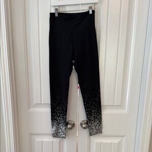Marika Black and Silver Leggings with High Waist and Stretchy Fit